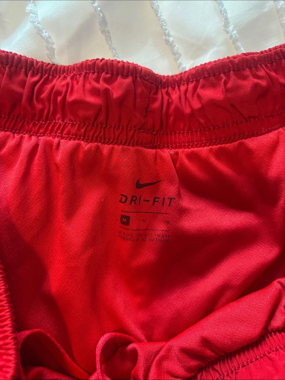 Nike Red and White Women's Running Shorts with Black Trim